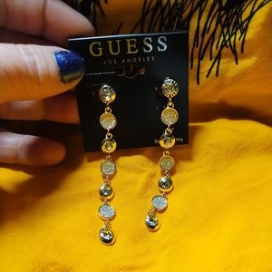 Guess Logo Gold Toned dangle earrings